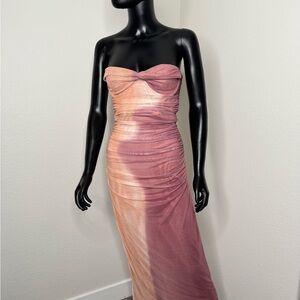 Zara Strapless Dress in Pink and Orange